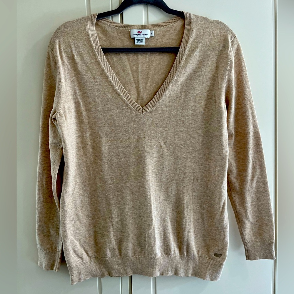 Vineyard Vines Tan V-Neck Sweater